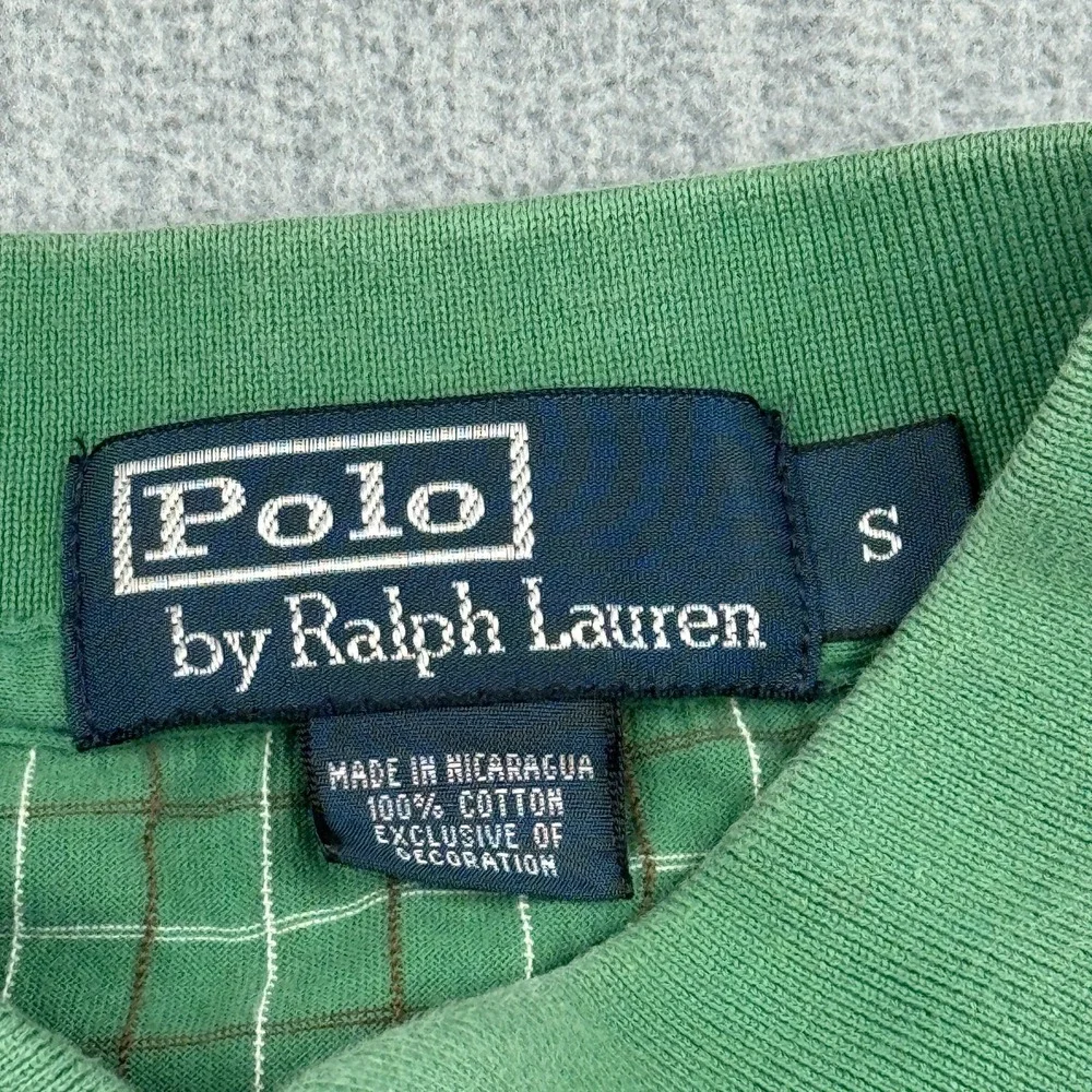 Vintage Polo Ralph Lauren Shirt Mens Polo Small Green Check Cotton Golf Classic